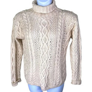 Yorkshire Knitting Co Cotton Blend Fisherman Cable Knit Sweater Size Medium